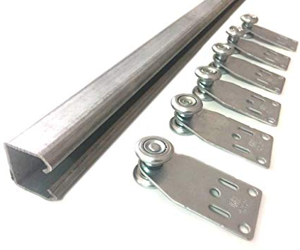 TENDAGGIMANIA Schiebetür komplettset aus verzinktem Eisen, mit 8 Rollen inkl (jede laufrolle trägt 35 kg) - Ideal für Schiebetüren und Toren- Länge 350 CM -Anpassbar Zubehör