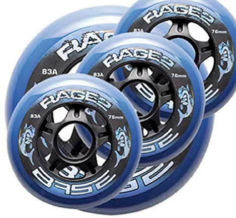 BASE Rage.2 Hockey Lange Haltbarheit für Streethockey und Inlinehockey Outdoor Pro Rolle 4er Set (64 mm)