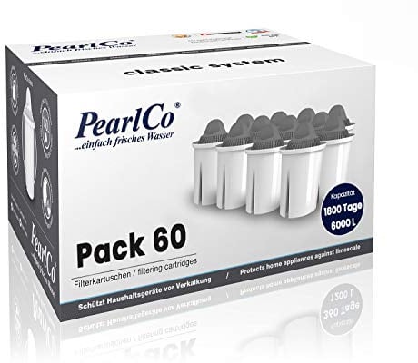 PearlCo - Protect+ classic Pack 60 Filterkartuschen für sehr hartes Wasser - passend zu Brita Classic