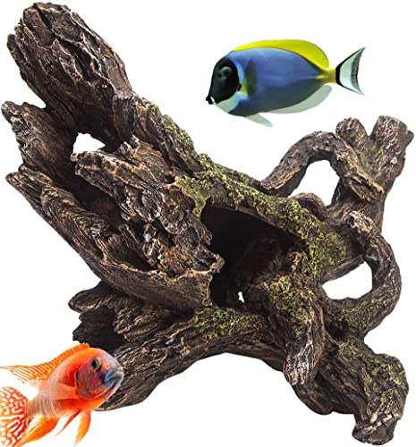 Mascot Pets Large 21cm Drift Wood Tree Stump Root With Moss Aquarium Ornament Aquatic Model Decoration Fish Tank Marine Decor Ornaments