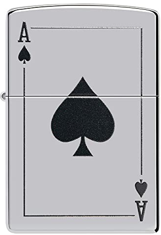 Zippo Diseño del As de Espadas – High Polish Chrome – Color Image – Mechero, rellenable, en una Caja de Regalo de halta Calidad, High Polish Chrome - Ace of Spade