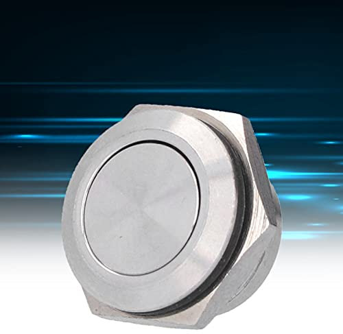 Lot de 5 interrupteurs à bouton plat, bouton poussoir momentané ultra fin à réinitialisation automatique, borne à vis étanche en acier inoxydable 0‑220 V pour remplacement(16mm)