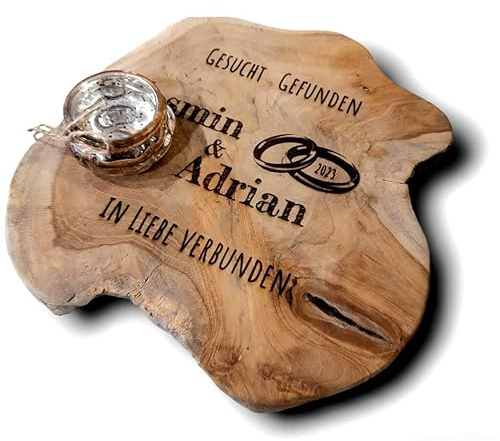 Personalisierte Baumscheibe Holzscheibe 25cm azs Teak mit Wunschtext Gravur
