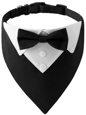 MiOYOOW Hunde Smoking Bandana Hundeanzug Welpe Kostüm Shirt Hunde Hochzeitsanzug verstellbares Hundehalsband mit Schleife für kleine mittelgroße und große Hunde