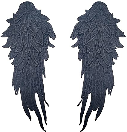 1 Paar 3D Stickerei Spitze Bestickte Flügel Applikation DIY Kleidung Zubehör Mehrfarbig Spitzenmotive Patches Polyester Nähen Handwerk Zubehör,Ideal für Hochzeit Braut Ballkleid,39x15cm,Schwarz