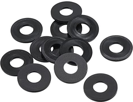 PATIKIL 12 Piezas Arandela Plana de Nylon, M10 Arandela Plana de Plástico Redondo Juntas Toricas para Tubería Manguera Sujetador Perno, 25mm x 2mm (OD*Gorsor), Negro