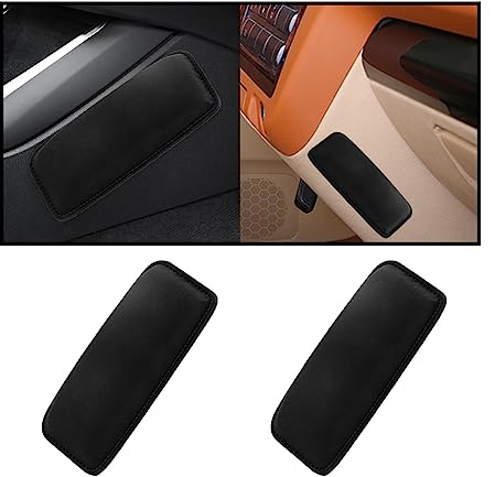 JNNJ 2 Stück Auto Konsole Pad, Auto Tür Armlehne Kissen und Beinpolster, Leder Knie Pad, Fahrerseite Konsole Knie Unterstützung Pad, Auto Innenzubehör(Schwarz)