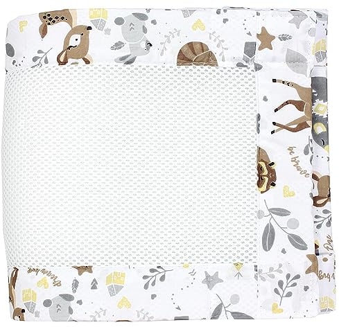 TupTam Gitterstäbe Schutz Netz Babybett Nestchen 3D Mesh 2 Pack, Farbe: Extra Dickes 8mm Netz/Wilde Tiere Beige, Größe: ca. 128 x 30 cm (für Babybett 140x70)