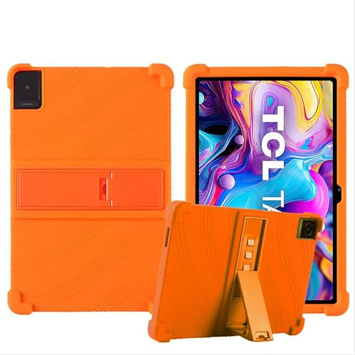 GIOPUEY Funda Compatible con TCL Tab 10 Gen 2 - con Soporte - Carcasa Protectora de Silicona TPU Suave Case - Orange
