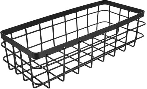 Amosfun Aufbewahrungskorb aus Metall kleiner Aufbewahrungskorb Korb-Organizer Spülschwammhalter Weidenkorb Gewürzregal für die Küche Badezimmerzubehör Lebensmittel Wandhalterung Kabel