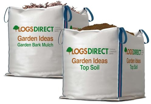 Warma 1 x Top Soil & 1 x Bark Mulch Bulk Dumpy Bags - Garden Landscaping Soil Lawn Improver - For Fruit Vegetable Patches Rose Bushes Gardening Bedding Plants Pathways & Mulching