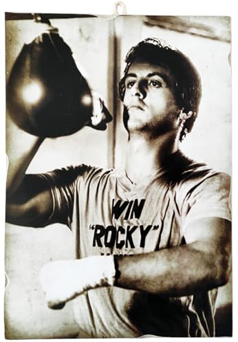 KUSTOM ART Wandbild Serie Poster Film Celebri Rocky Stallone Druck auf Holz 25 x 18 cm