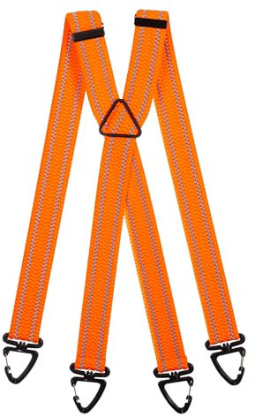 Olata Hohe Sichtbarkeit Reflektierende Hosenträger Herren mit Karabinerhaken aus Kunststoff - 4cm. Orange (X-Form)