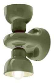 Wandleuchte Keramik Up Down H: 25,5 cm Grün 2-flammig E14 Retro Design indirektes Licht Wandlampe Wohnzimmer Treppe Flur Keramiklampe