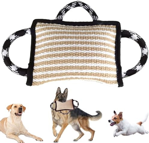 bangminda Cuscino da Mordere per Cani con 3 Manici per Cani di Taglia Media e Grande Cuscino Morso per Cane Manicotto da Addestramento per Cani Giocattolo Interattivo (Nero)