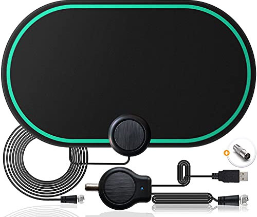 Rewave TV-Antenne DVBT2 Antenne – Freeview Digitale TV-Antenne für den Innenbereich mit starkem Signal, 360° & 980+ Meilen Reichweite, unterstützt UKW/UHF/DAB-Radio/4K/1080P