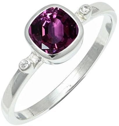 JEWELSTREZORO Rhodolith im Labor gezüchtet Edelstein Bandring 925 Sterling Silber Ring Herren & Damen Bandring Geschenkartikel Schmuck TSR1245AW_28 (74 (23.6))