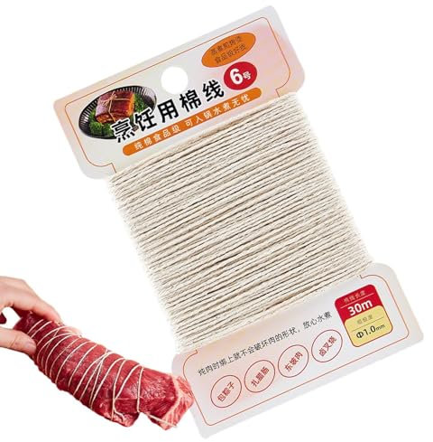 Cuerda de algodón | Cordel de cocina para carne | Hilo de algodón para carniceros para cocinar | Cuerda de carnicero de 100 pies | Cuerda de algodón para manualidades | Cuerda de cocina segura para