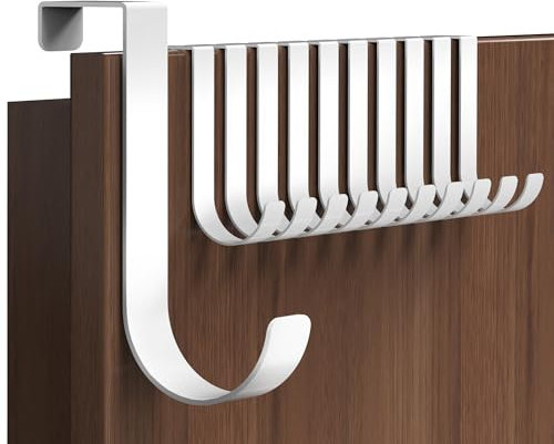 Menz Türhaken zum Einhängen, 10er Set in Weiß - Edelstahl Kleiderhaken Tür, einzeln verwendbare Haken zum Einhängen in J-Form, stabile Türgarderobe mit hoher Tragkraft, Türhakenleiste