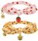 YUDOTE Lot de 2 colliers pour chat en coton doux avec nœud papillon détachable noué à la main, collier mignon avec boucle de sécurité à dégagement rapide, cloche et breloque, fraises roses, abeilles