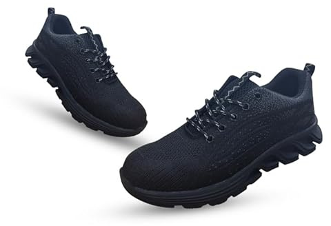 Alivio Lightweight Steel Head Safety Shoes Breathable Toe Cap, Safety Trainers Men Women, Non-Slip Puncture Proof Shoes Prevent Sharp Objects (Blue, 11)