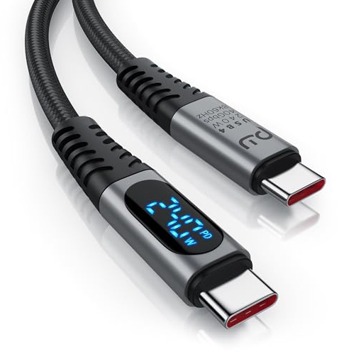 CSL - 1,5m USB 4 Kabel - Typ C Gen 3x2- mit Display - 240 Watt – 40 Gbit/s Datenkabel Ladekabel - 8k 60Hz – 4k 120 Hz - 3-fach Schirmung – Nylon-Ummantelung - kompatibel mit iPhone iPad Samsung Google