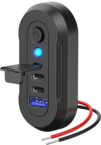 Prise USB 12V pour Camping-Car à 3 Ports, Double PD 30W et Chargeur Rapide QC3.0 pour Voiture avec Voyant Bleu et Interrupteur, Panneau USB pour Voiture à Fixer au Mur, Accessoires de Recharge