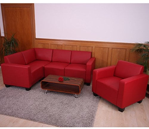 Modular Sofa-System Couch-Garnitur Lyon 4-1, Kunstleder - rot