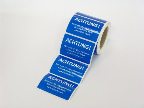 Räder Nachziehen Aufkleber 250 Stück – Service Zettel KFZ beschreibbar, Wartungsaufkleber, Service Aufkleber, Kundendienst Aufkleber für KFZ Werkstatt, Auto Sticker (250 Stück)