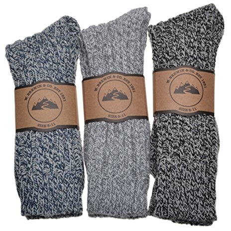 WB Socks Mens Thick & Warm socks 3 pairs per pack, Grey, Medium = UK Mens Shoe Size 6-8