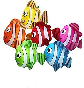 Moolecole 20 Stück Fisch-Einkaufstasche, faltbare Tasche, Henkel, Taschen, bunt, wiederverwendbar, Öko-Taschen, Schultertasche (zufällige Farbe)