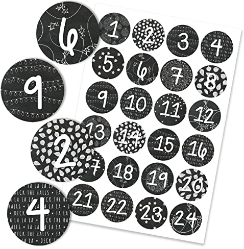 Papierdrachen 24 Adventskalender Zahlenaufkleber - schwarz weiß Nr 16 - Sticker 4 cm - zum Basteln und Dekorieren