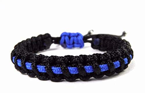 HanseCharms Paracord Typ I Armband-Thin Blue Line-Polizei-Männer, Frauen, Kinder Armband-Verstellbar, 1 cm breit (L = 19-24 cm)
