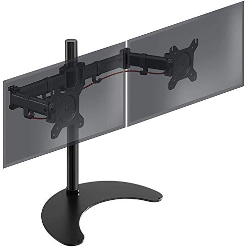 Duronic Dual Monitor Stand DM25D2 Double Monitors Arm Desk Mount for Two 13-27” Twin PC Screens, Height Adjustable Freestanding Monitor Mounts VESA 75 100 Monitor's Riser Office Desk