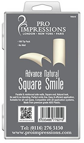 Pro Impressions 100-Piece Advance Natural Square Smile Nail Tips Set