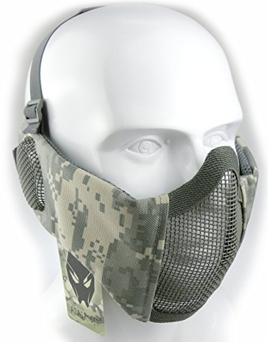 ATAIRSOFT Tactical Airsoft CS Schutzmaske aus Nylon mit halbem Gesichtsschutz und Ohrenschutz ACU
