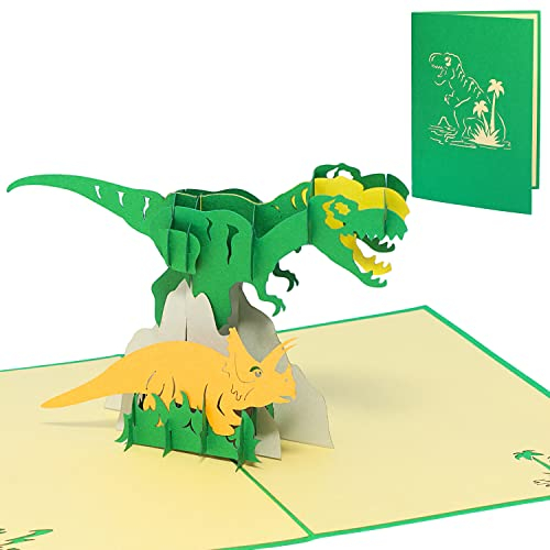 LINPOPUP®, Pop Up 3D Karte Tiere, Geburtstagskarte Kinder, Grußkarten Dino, Dinosaurier, Geburtstag, 3D Karten Dinosaurier, N292