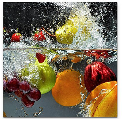 Paul Sinus Art Leinwandbilder | Bilder Leinwand 60x60cm Obst im Wasser