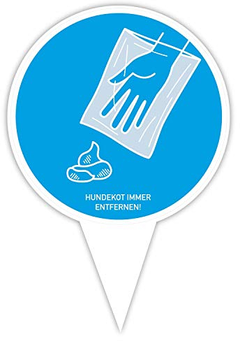 iSecur Steckschild Hundekot Immer entfernen I Alu-Verbund 16 x 24,5 cm I Keine Hundetoilette I Gebotsschild für Straßen-, Beet- und Wegesrand I hin385