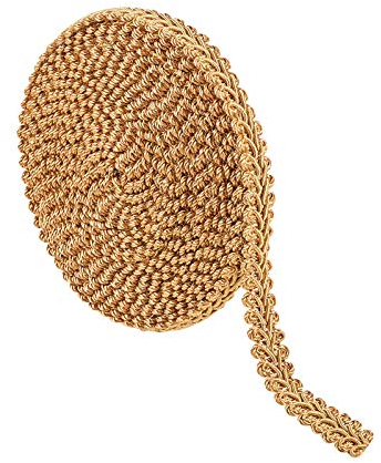 PandaHall Polyester Trim Sewing Lace, handgefertigter Sweater Ribbon Trim Ziergürtel Hundertfüßer geflochtenes Spitzenband Rock Kragen Ärmel Seite, Gold ca. 14m / Karton