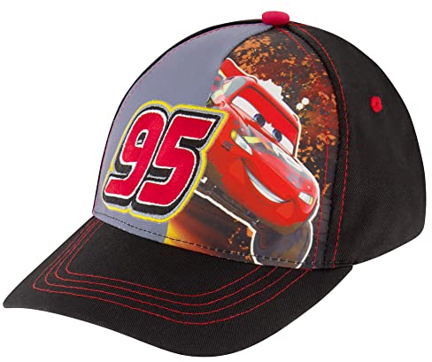 Disney Baseballmütze für Jungen, Lightning McQueen, verstellbare Kappe für Kleinkinder von 2–4 oder Kinder im Alter von 4–7 Jahren, Schwarz/Rot, 4-7 Jahre