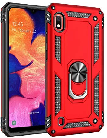 TiHen Coque Samsung Galaxy A10 avec Aimant Anneau Support, 360° Double Couche Renforcée Défense Bumper Antichoc Armure Housse Etui avec Protection écran pour Samsung Galaxy A10, Rouge