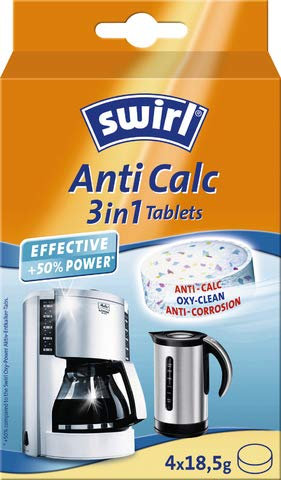 swirl® Entkalker, Anti Calc 3in1, Tab, Karton, 4 x 18,5 g (4 Stück), Sie erhalten 1 Packung á 4 Stück