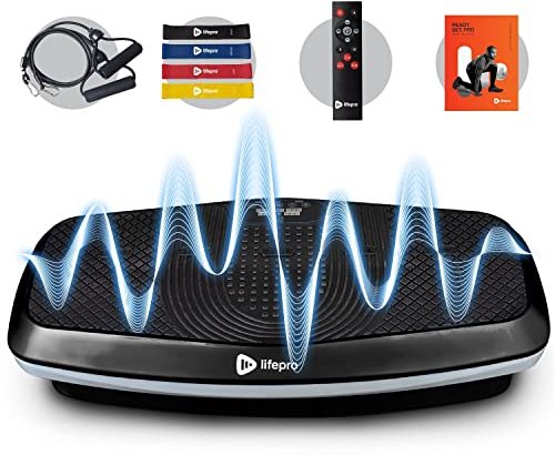 LifePro Hovert 3D Vibration Plate, Full Body Exercise Machine with Dual Motors, Lymphatic Drainage & Fitness Workout Platform with Remote, Bands & 99 Speed Levels