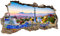3D Wandtattoo Mauerloch Wandsticker Wandaufkleber Durchbruch Städte Landschaft Abenteuer selbstklebend H 60 x B 100 Schlafzimmer Wohnzimmer (WL43 Barcelona)