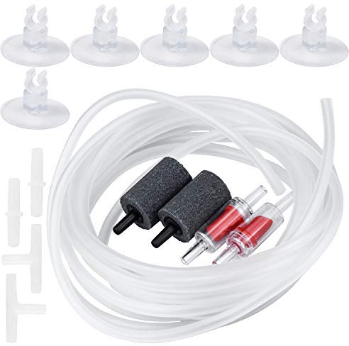 Zaleonline Aquarium Luftpumpe Zubehör Set 4 m Luftschlauch 2 Luftsteine 2 Rückschlagventile 4 Anschlüsse 6 Saugnäpfe für Aquarium Fish Tank