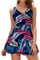 SHEKINI Donna Costume da Bagno con Gonna One Piece Dimagrante Costume Intero con Coppe Soffici Vintage Skirted Swimwear Costume Mare Bikini da Spiaggia(M,Foglie Blu)