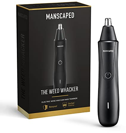 MANSCAPED® Der Weed Whacker® Ohren- und Nasenhaartrimmer – Motor mit 9.000 U/min, Präzisionsgerät mit eingebautem Akku, Nass/Trocken, Einfach zu Säubern, Hypoallergene Edelstahl-Wechselklinge
