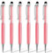 Chostky 6-teiliger 2-in-1-Stift-Kugelschreiber, Schwarze Tinte, ausziehbarer Kristalldiamant-Touchscreen Ger?t, Bling-kapazitive Stifte f¨¹r Smartphones, Notiz, Lasche (Rosa Schale)