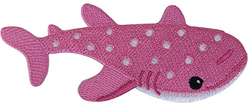 ELLU Rosa Hai Aufnäher Aufnäher Aufnähen Auf Kleidung Fisch Gestickte Abzeichen Stickerei Applikation